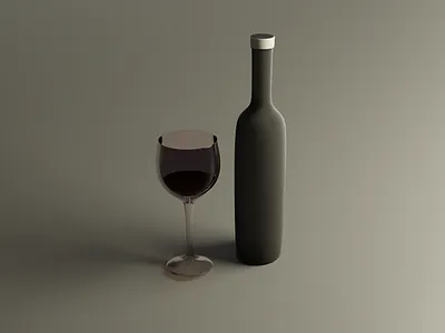 Wine Bottle and a glass 3d 3ddesign 3dmodeling architectural branding caddesign cgiart graphic design industrialdesign productdesign ui userexperience visualization