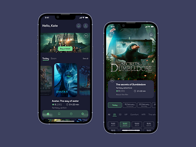 Mobile app for buying cinema tickets app cinema design figma graphic design interface ios minimal mobile ui ux