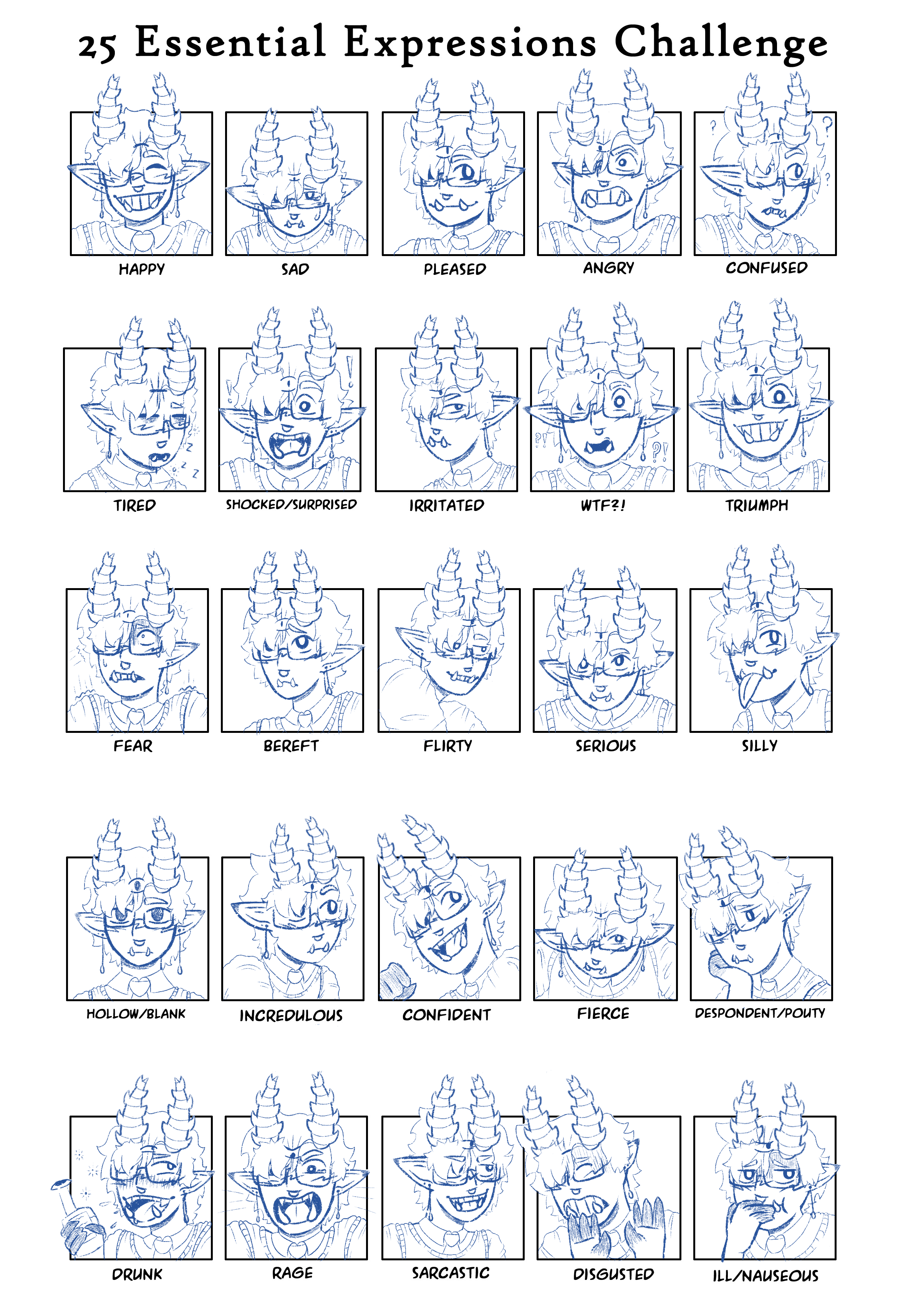 Marcel expression sheet - September 2024 character concept expression graphic design procreate sketch