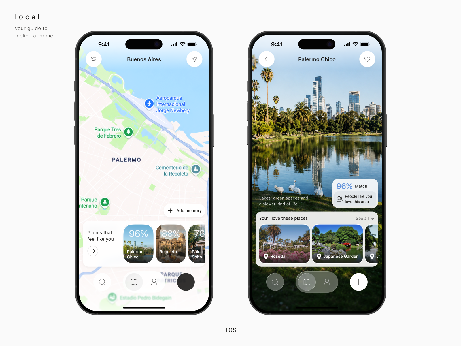 📍 LOCAL — Your Guide to Feeling at Home app design city guide digital nomad discovery expat exploration guide ios app lifestyle local location maps minimal mobile app neighborhood relocation remote travel ui design urban living