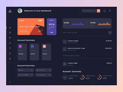 Fintech Dashboard UI Concept app branding design illustration music ui ux