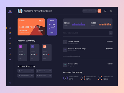 Fintech Dashboard UI Concept app branding design illustration music ui ux