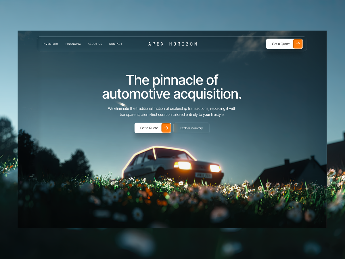 Apex Horizon — Luxury Automotive Landing Page automotive ui clean layout editorial design landing page luxury brand minimalist ui ux ui web design