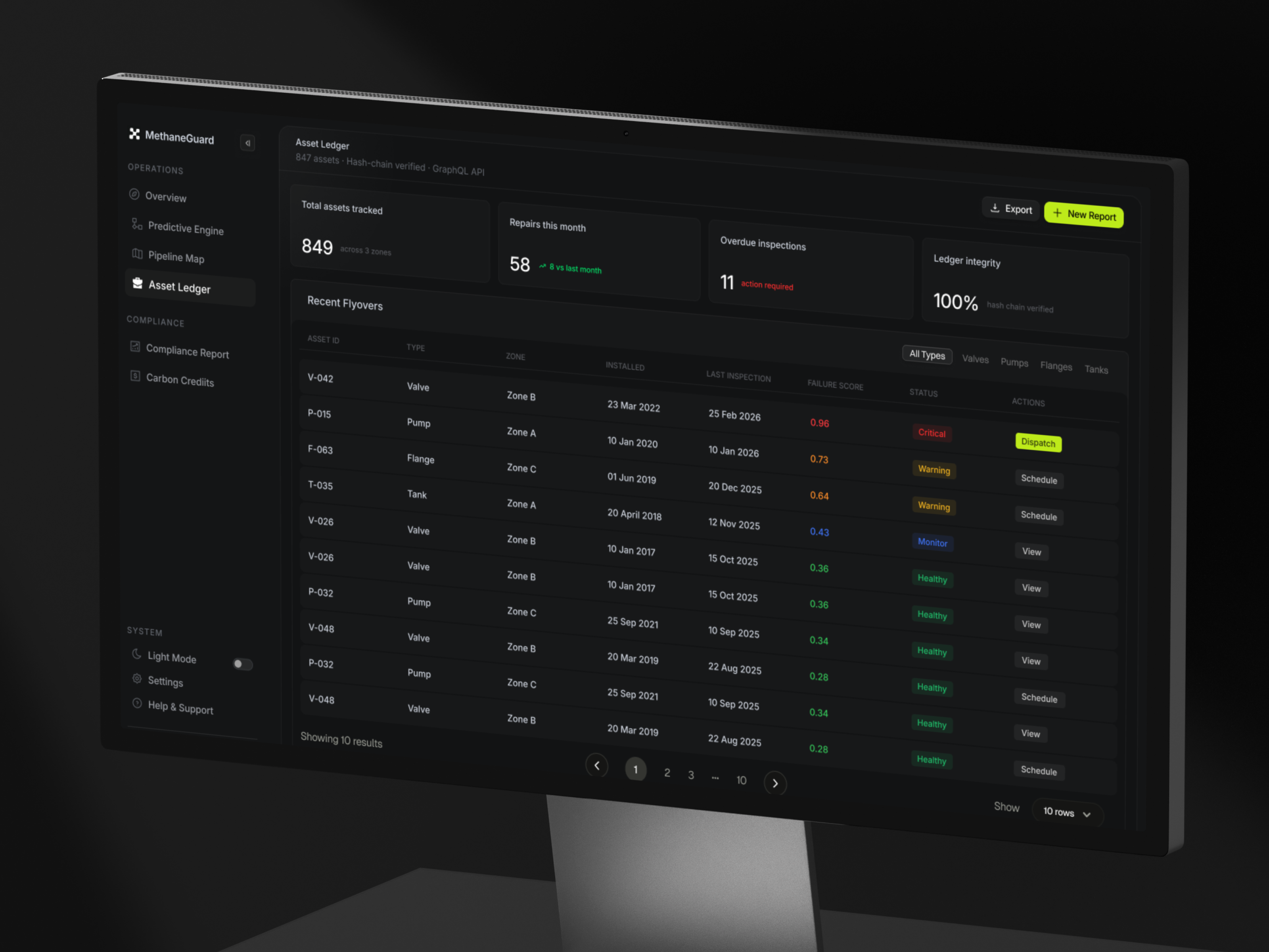 Leak Detection & Repair SaaS Product - Asset Ledger page app design interface product saas service startup ui ux web