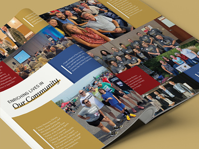 Community Engagement Report Photo Collage Spread annual report annual report design book collage commnuity engagement report enrich gold indiana indianapolis indy layout layout design magazine photo photo collage photography report report design spread