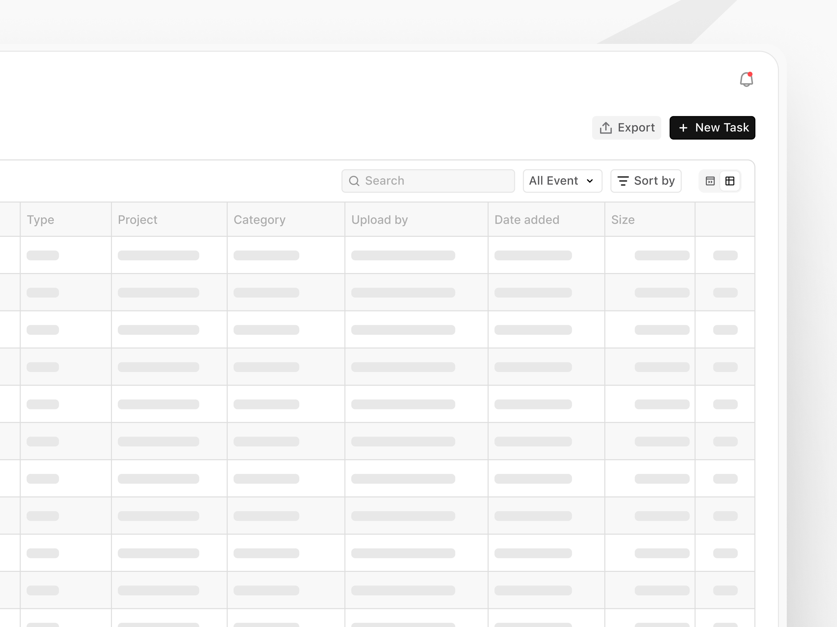 Documents Loading State — Skeleton Screen adminpanel construction dashboard designsystem documentmanagement figma interfacedesign loadingstate productdesign saas skeletonscreen uidesign userexperience uxdesign webapp