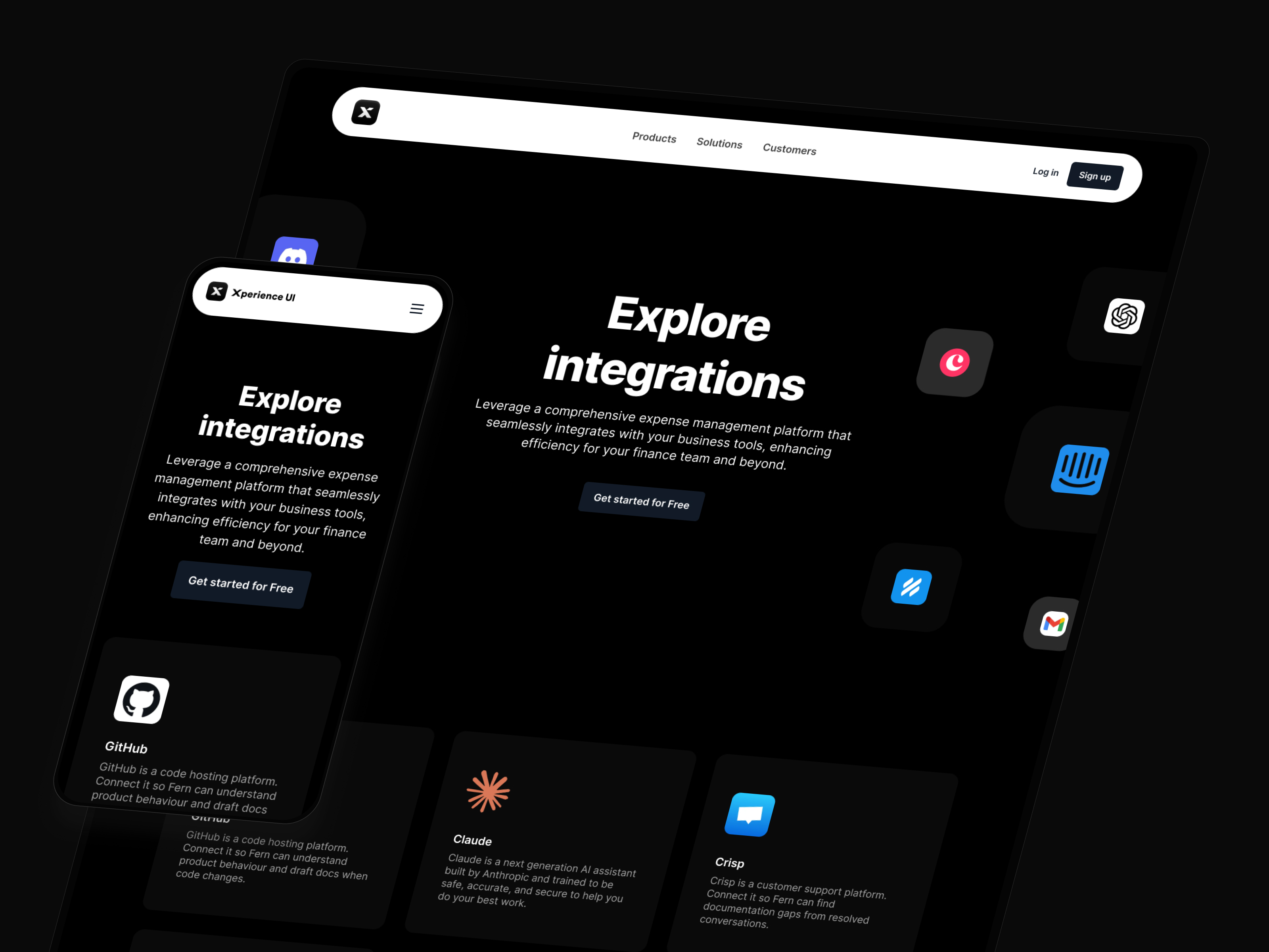Integrations - xperience ui kit design ui web website