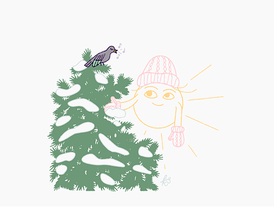 Another musician bird cute forest hand drawn illustration musician snow sun stories sunshine vector winter