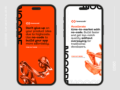 Mobile branding campaign app black branding campaign design font grey mobile modern new nocode orange product project software typography ui ux white