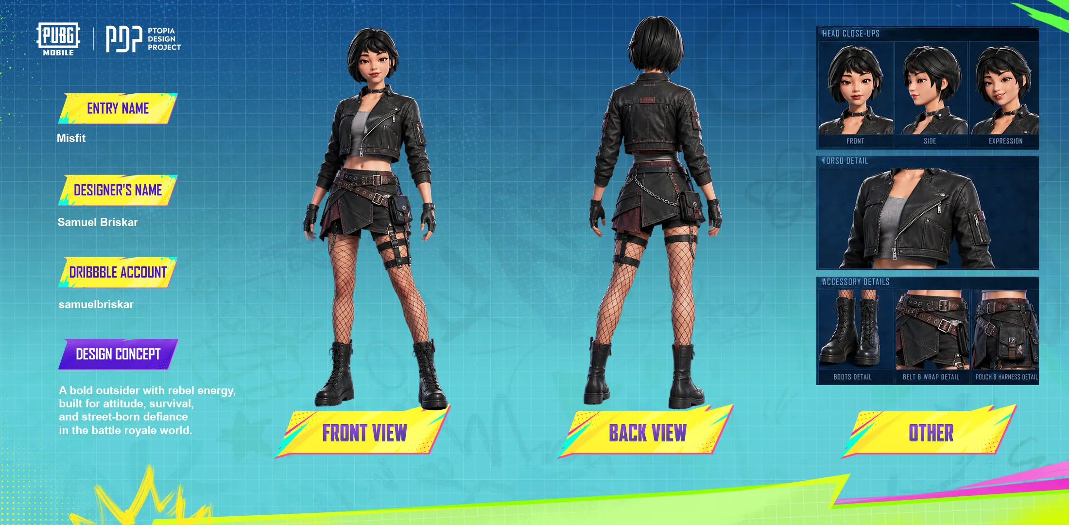 Misfit - Character concept app battle battlefield character concept energy female game illustration mobile pugb rebel rebelious shooting ui woman