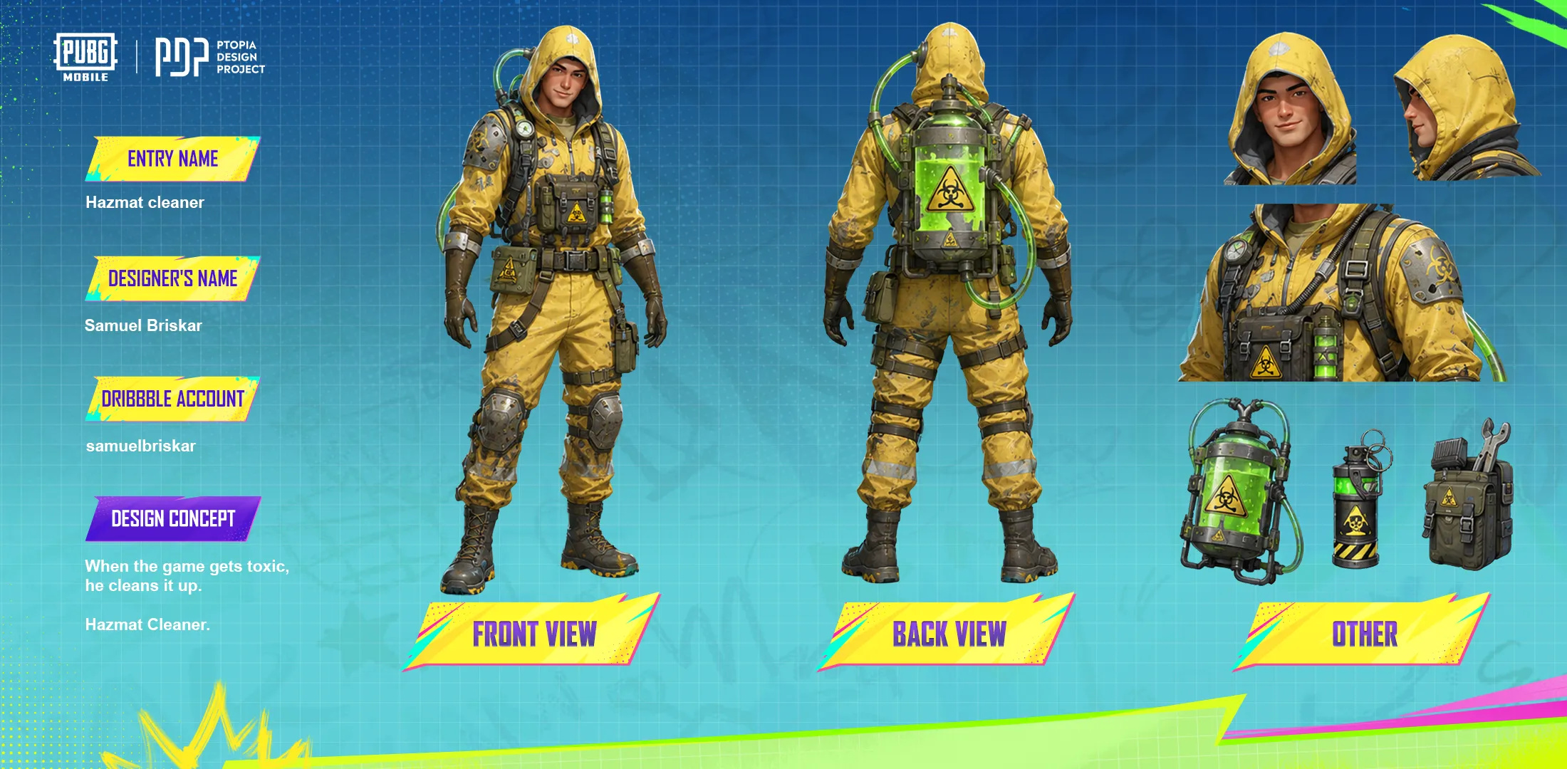 Hazmat cleaner - Character concept app art artist cartoon cleaner competition concept game game art hazmat male mobile player stylized toxic ui