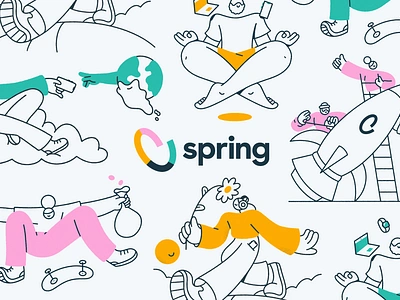 Spring Rebrand branding character color colors design illustration vector