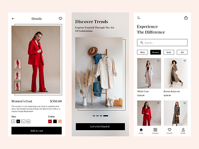 E-Commerce App Design app design classicui clean clothes clothingapplication design e commerce design ecommerce fashion fashionapp lifestyle minimal mobileapp store ui ux ux figma