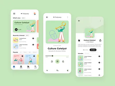 Podcast App app challenge dailyui design mobile mockup music player podcast ui uiux