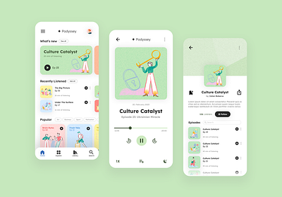 Podcast App app challenge dailyui design mobile mockup music player podcast ui uiux