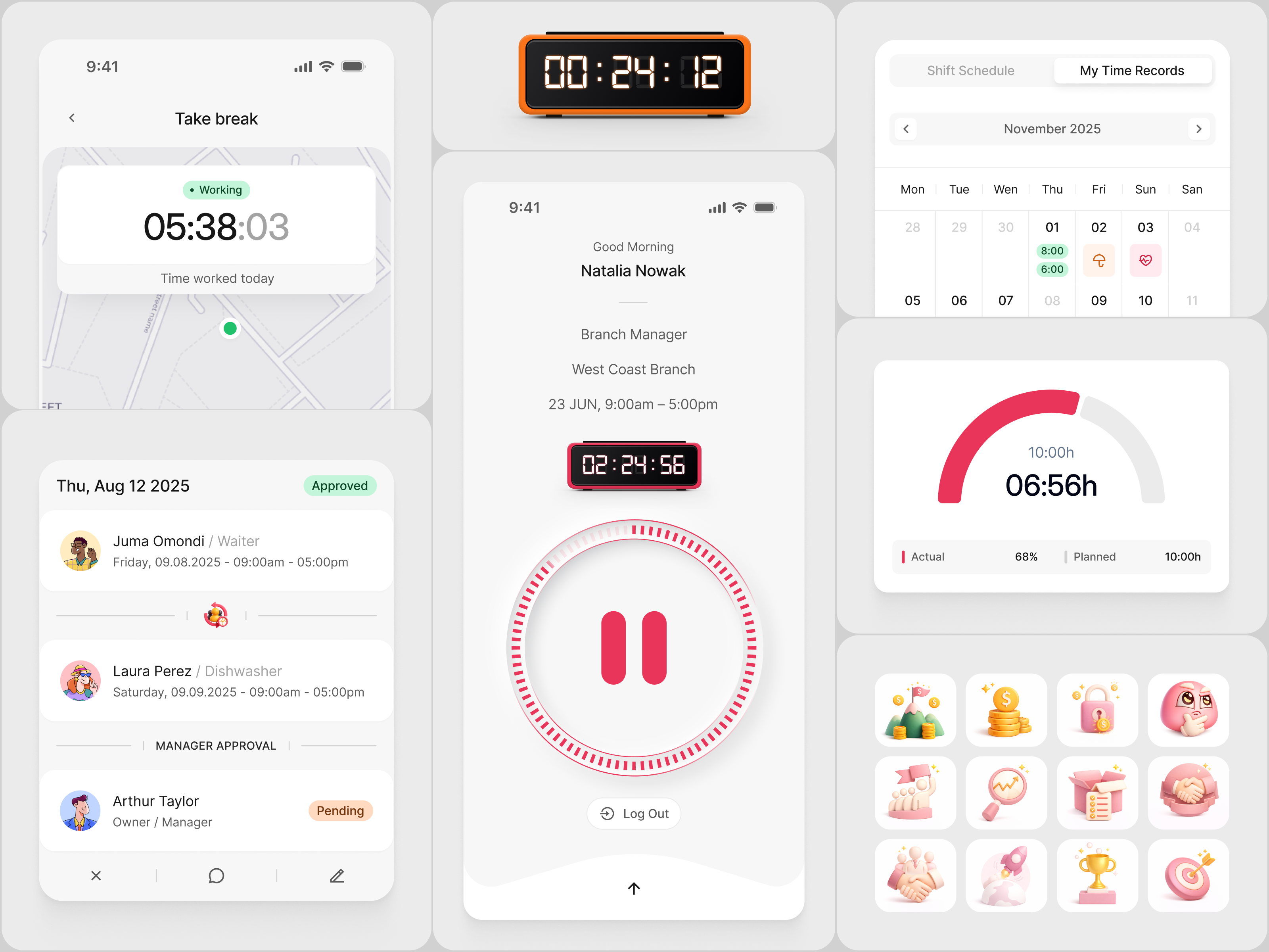 TeamClok — Employee Mobile App app design attendance app dashboard ui employee management hr app mobile ui payroll app product design saas saas design saas product task management uiux
