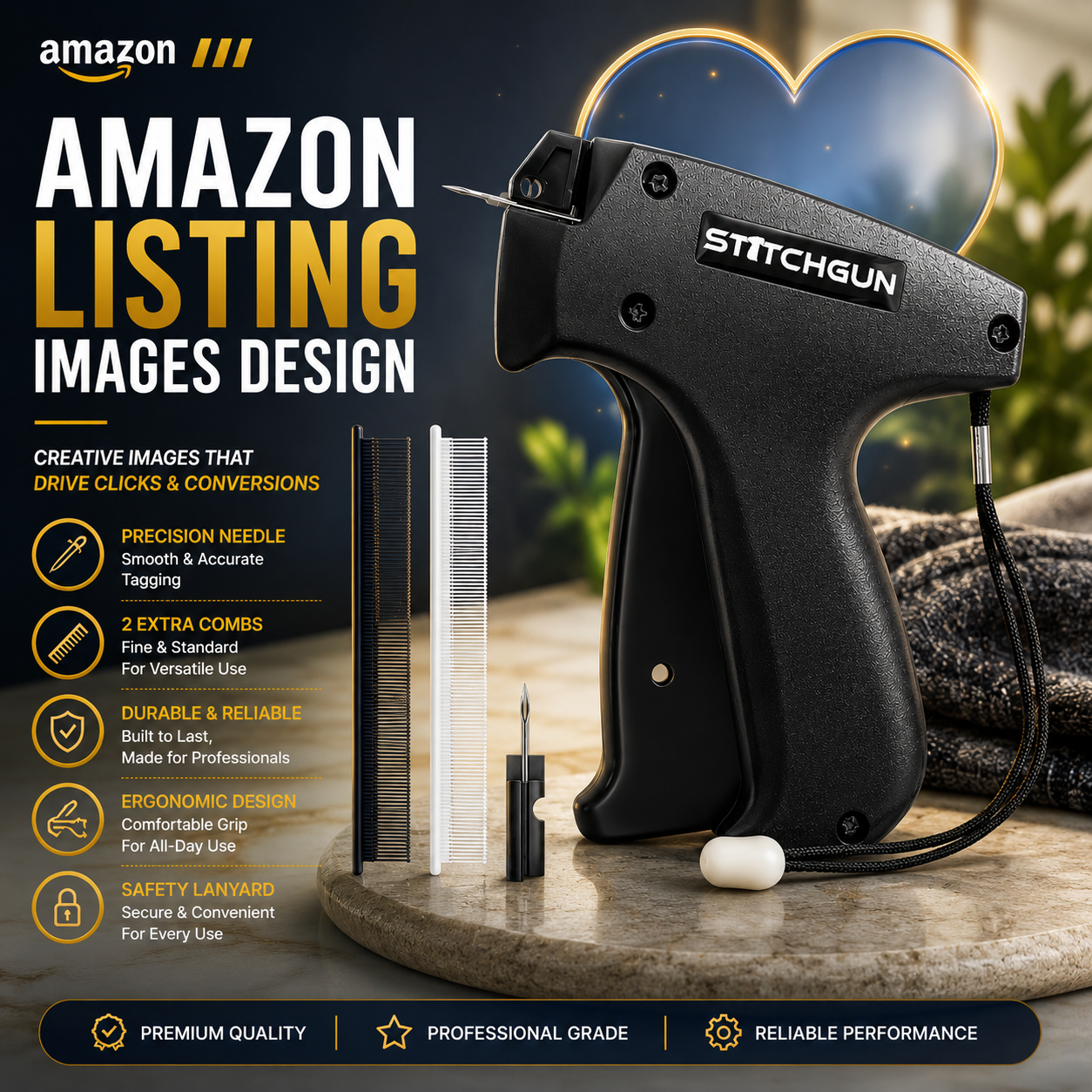 Premium Amazon Listing Images Design for Stitch Gun amazon branding amazon fba amazon graphics amazon listing images amazon product images amazon seller ctr design ecommerce branding ecommerce design listing images design premium product design product infographics product listing design product visualization retail product design