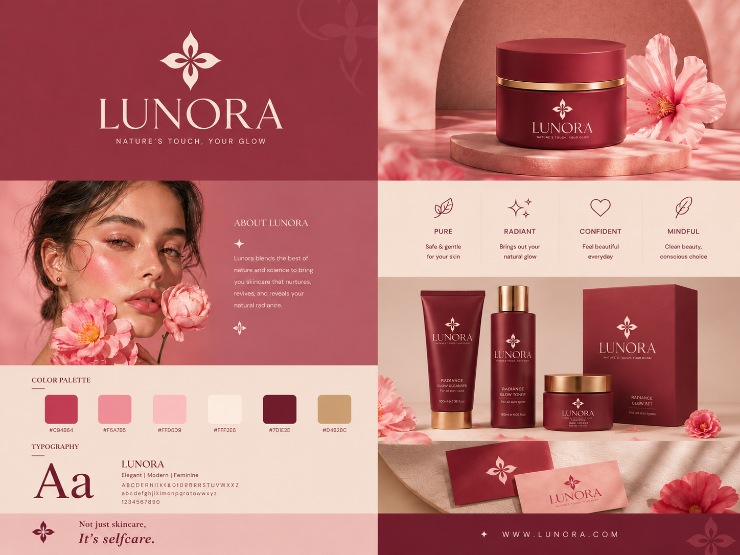Luxury Skincare Brand Identity Presentation branding floral logo graphic design logo