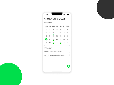 DailyUI #038 Calendar calendar daily ui dailyui green iphone schedule ui white