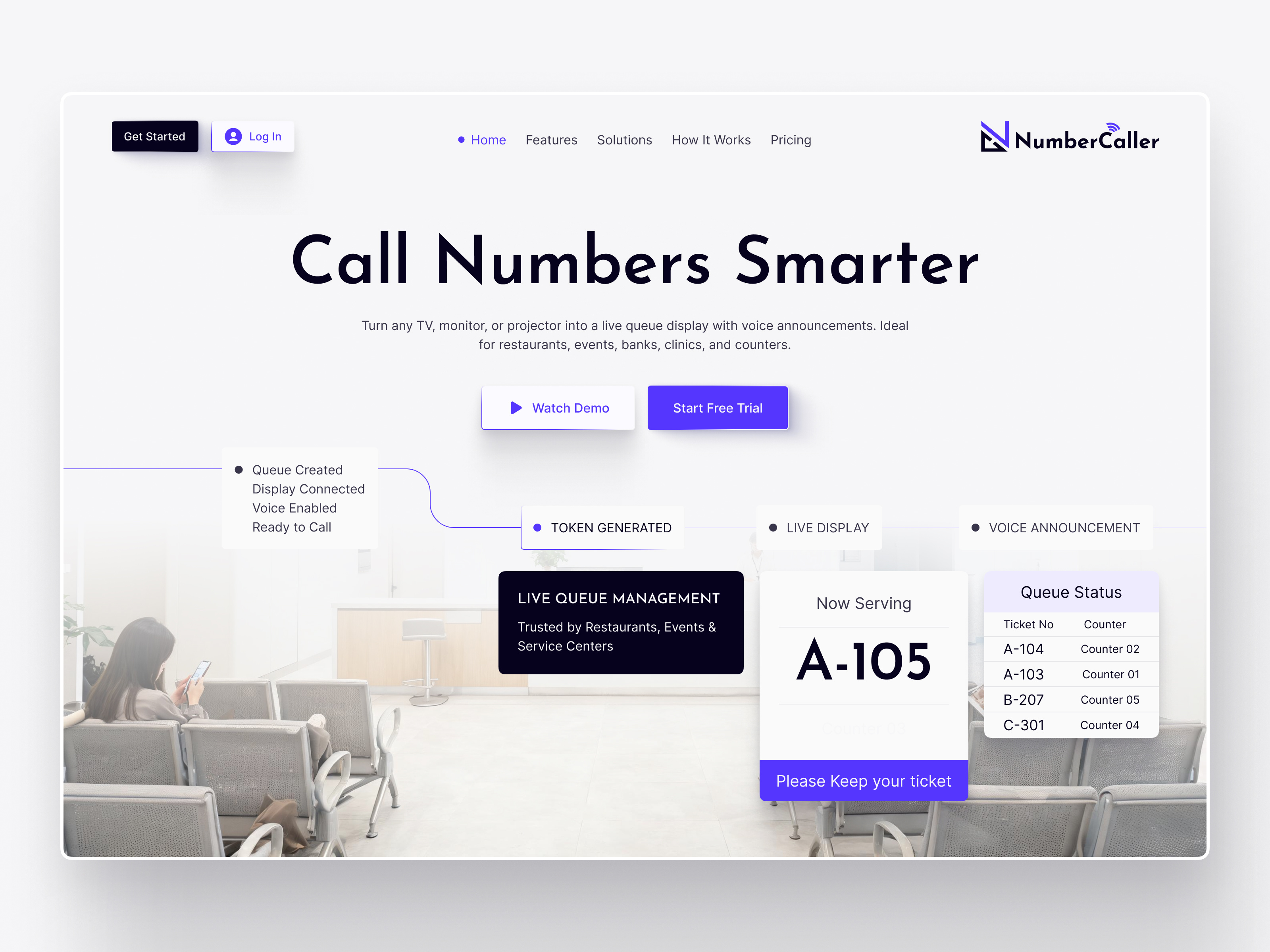 NumberCaller – Responsive Homepage & Logo Redesign interface product service startup ui ux web