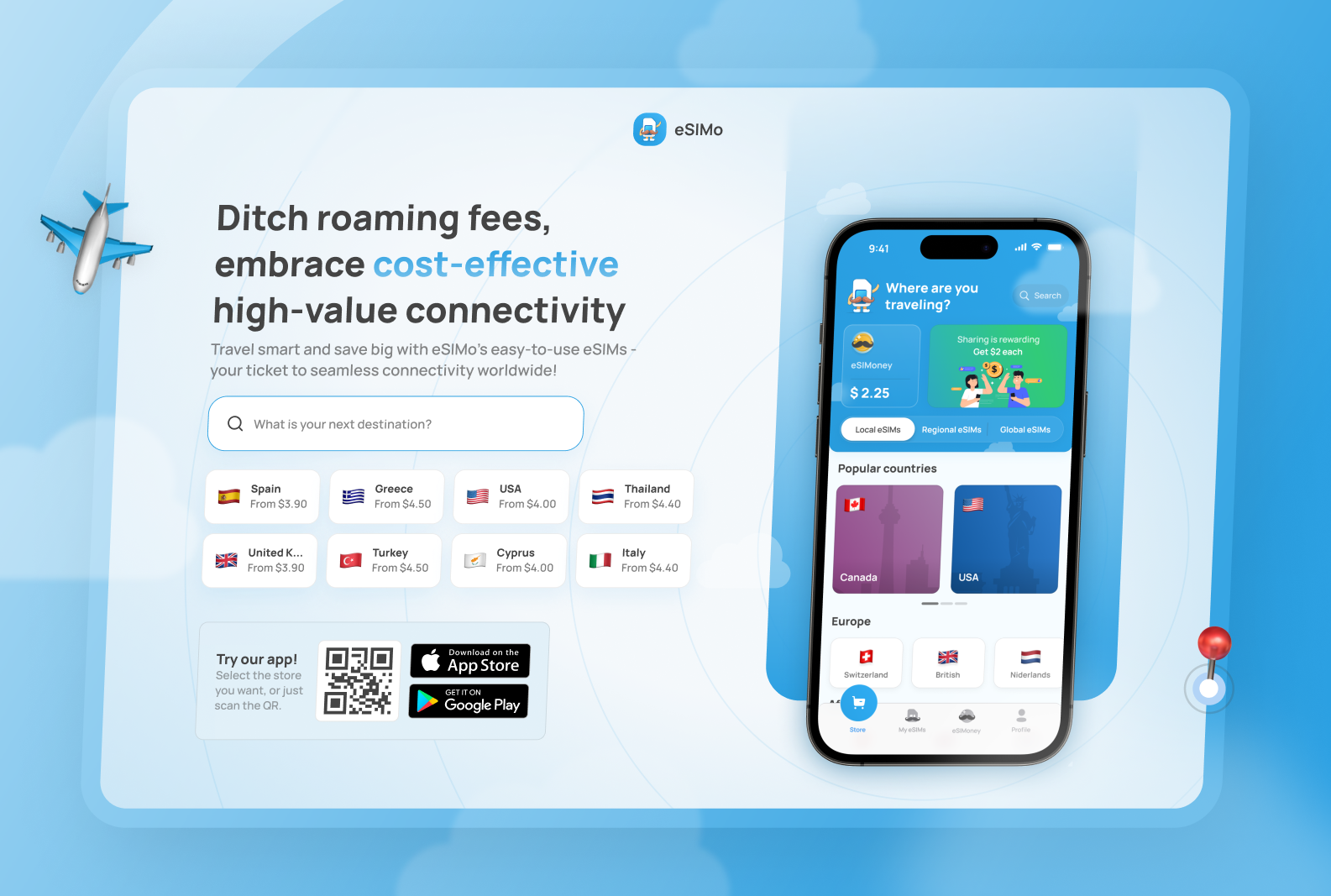 eSIMo Landing Page - Buy eSIMo Wherever🌏 you are app application branding design esim inspiration landing page site ui uiux web webpage