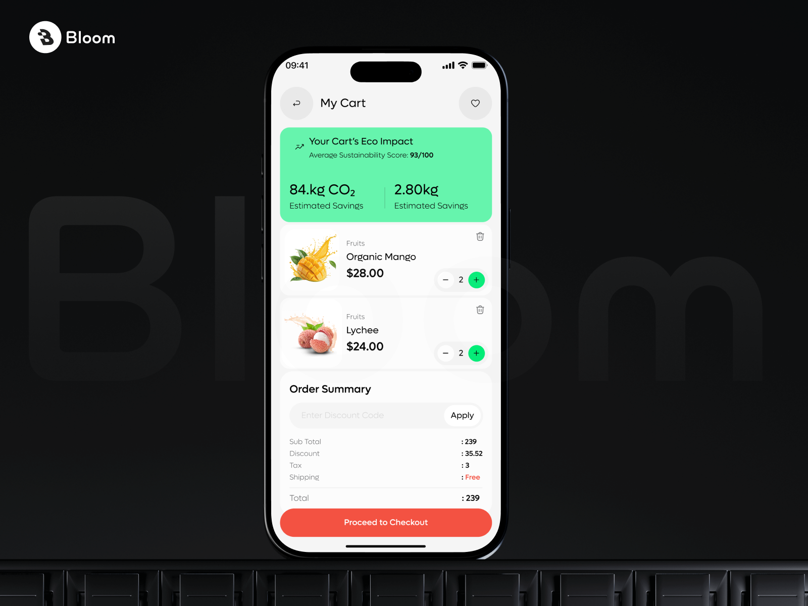 AI Grocery Ecommerce App Design | UI/UX Design ai ai shoping app carbon footprint e commerce app e shop ecommerce app design ecommerce app shoping grocery app ios design mobile app app design online shopping online store product design shop shopping shopping cart sustainability