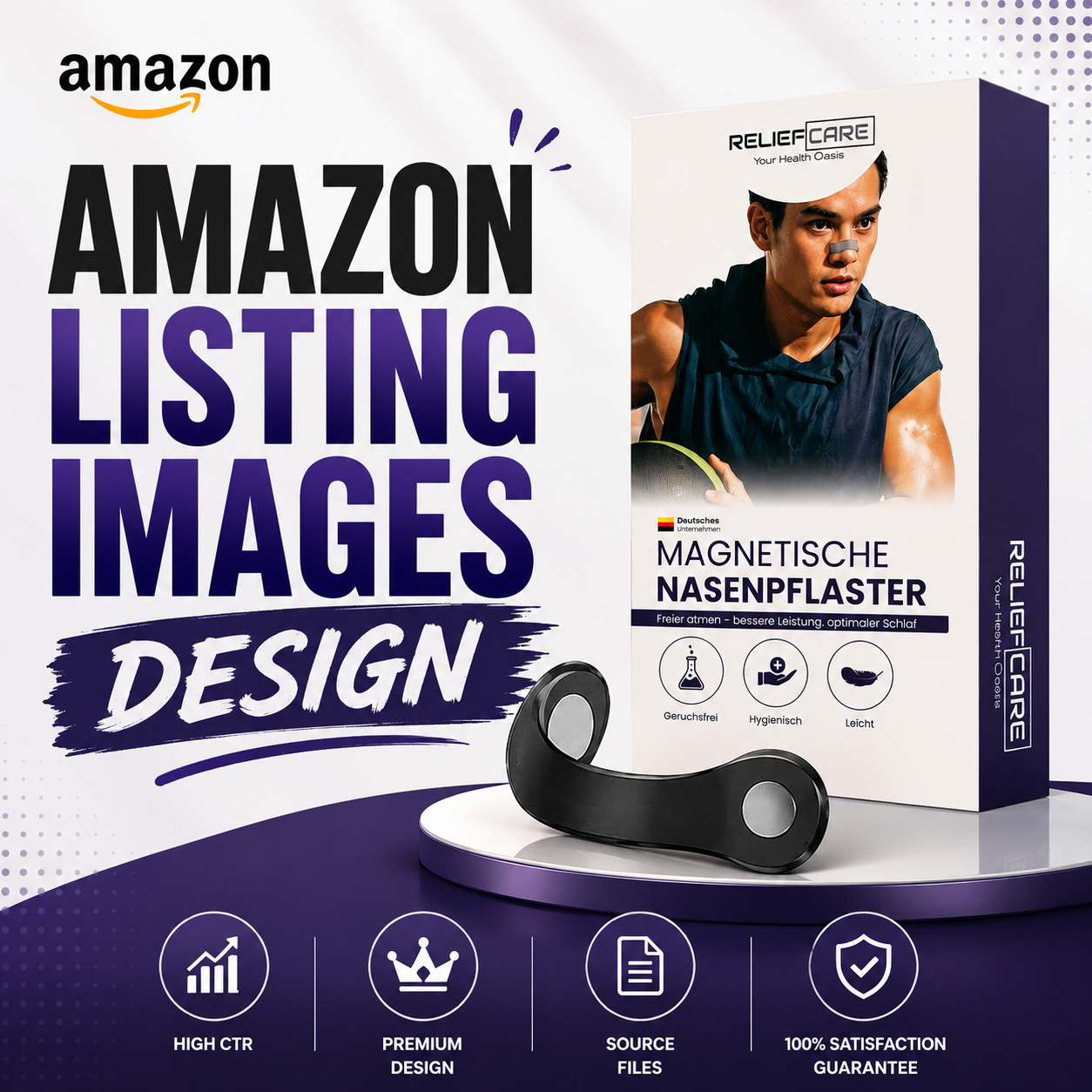 Magnetic Nasal Strip Packaging Design | Health Product box packaging design health product packaging medical packaging nasal strip packaging packaging design premium packaging print ready packaging product packaging supplement packaging wellness branding