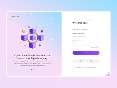 Login Page | UI Concept crypto gradient theme login page minimalism sign up ui design web design