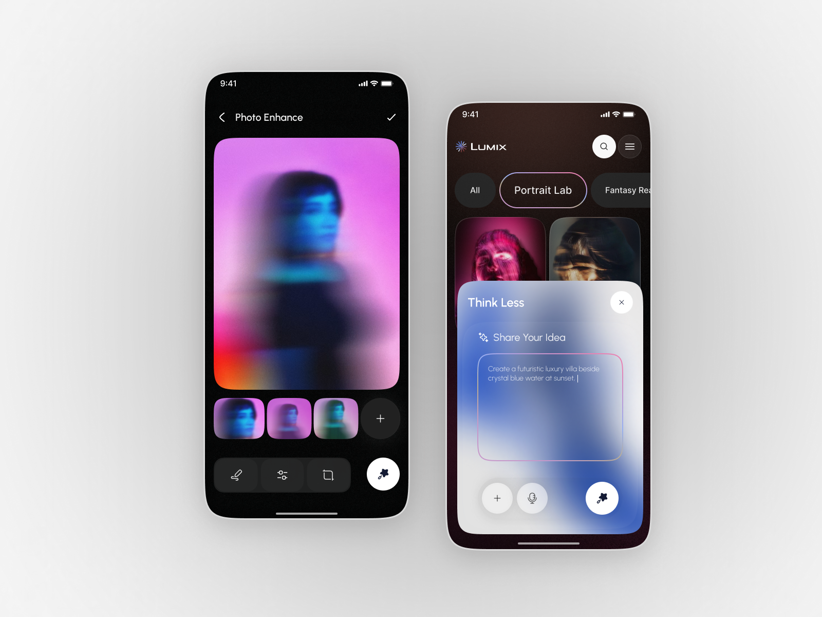 AI Photo Generator App ai image generator ai photo app ai photo editing camera app creative ai gallery app generative ai image generation mobile app design photo editing photo editor photo editor app photo editor ui photo retouch photoeditor
