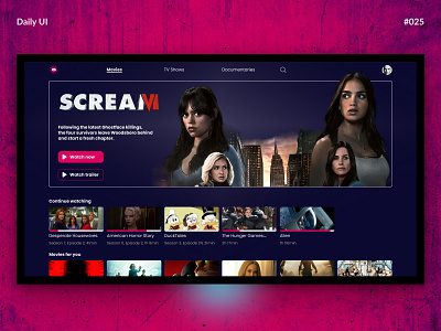 TV App — Daily UI #025 challenge daily daily ui daily ui 025 dailyui dailyui 025 dailyui025 episodes movies series streaming tv tv app tv shows ui ux