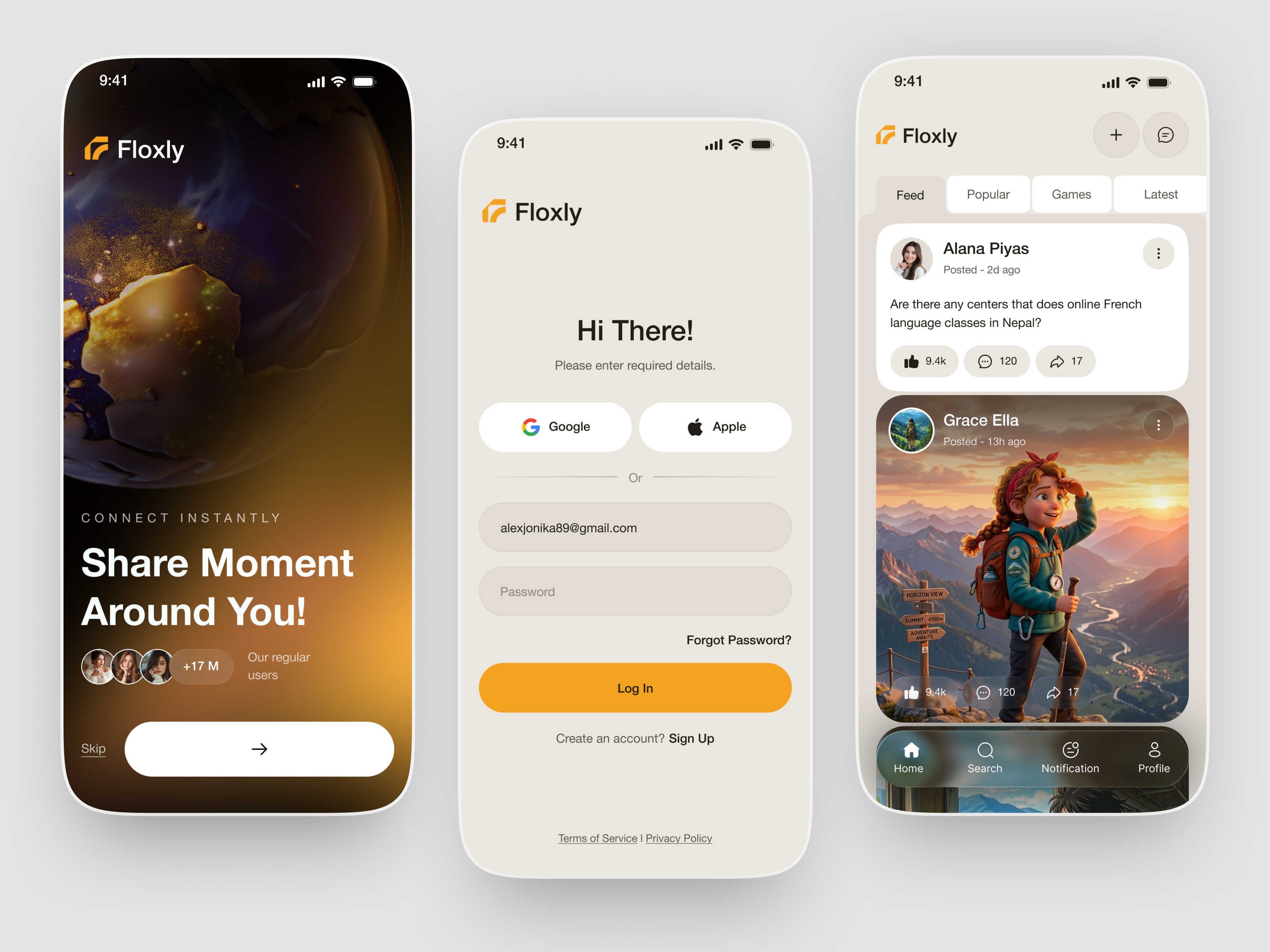 Modern Social Community Mobile App community app ios design login screen mobile mobile app design mobile ui onboarding screen social community social media social network ui ux design