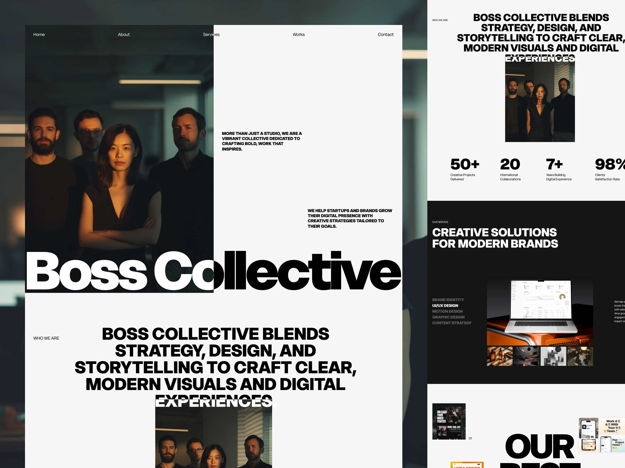 Boss Collective — Creative Agency Landing Page 10am space agency design editorial landing page agency layout minimal modern our work page typography website