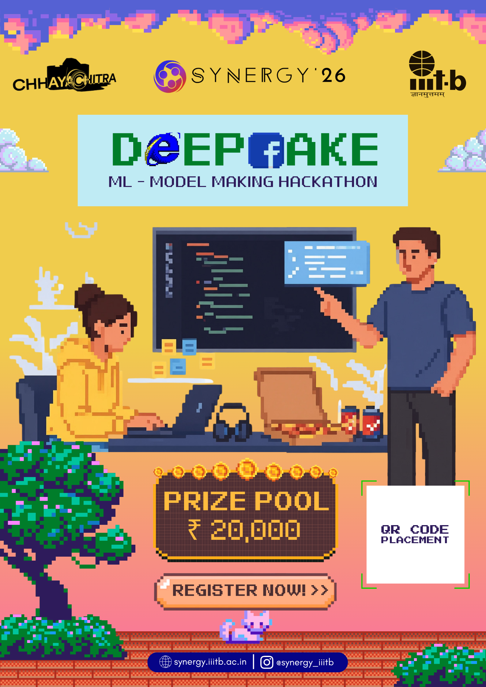 Hackthon Event Poster branding event posters graphic design marketing pixelated