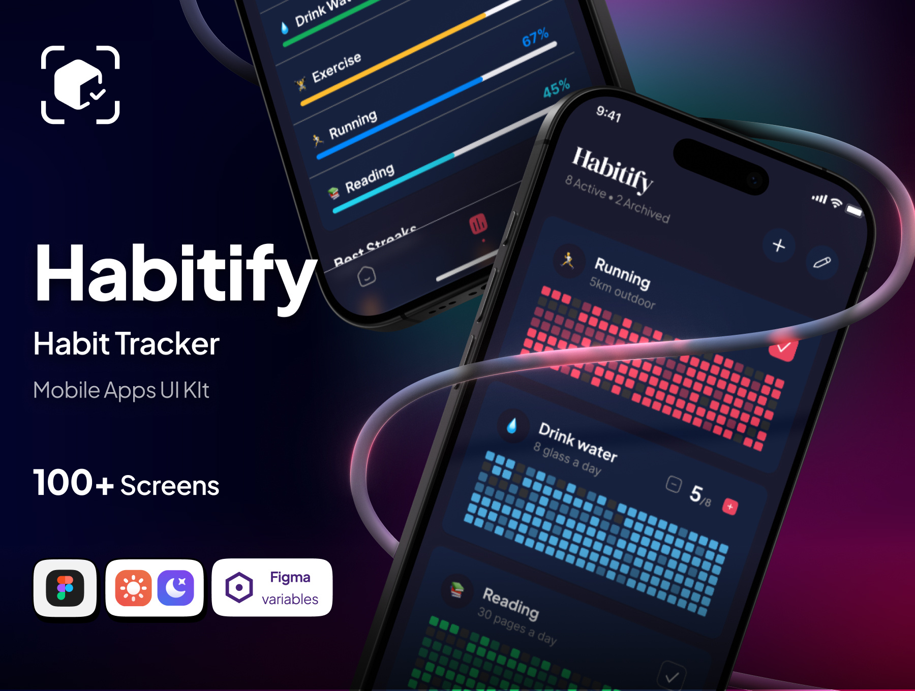 Habitify - Habit tracker app with Github-style heatmap android app ui kit beautiful clean daily tracker github habit habit tracker heatmap ios mobile mobile app mobile ui kit ui kit uiux