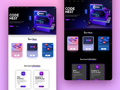 CodeNest Portfolio Web Design 3d animation ui