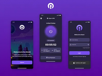 VPN App Design app design dark mode dark mode app dark mode app design mobile app design ui design ui ux ui ux design ux design vpn app vpn app design