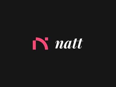 Natt logo black logo lowercase n red serif