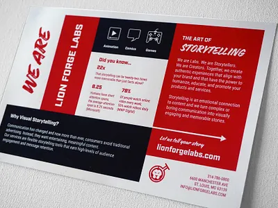 Lion Forge Labs print collateral branding brochure collateral comics copywriting design graphic design layout postcard publishing