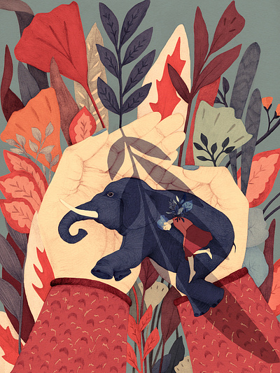 Little blue Elephant graphic design illustration