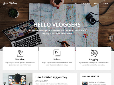 Vlogger & Blogger theme for WordPress blog blogger blogging design template theme vlog vlogger website wordpress wp writer writing