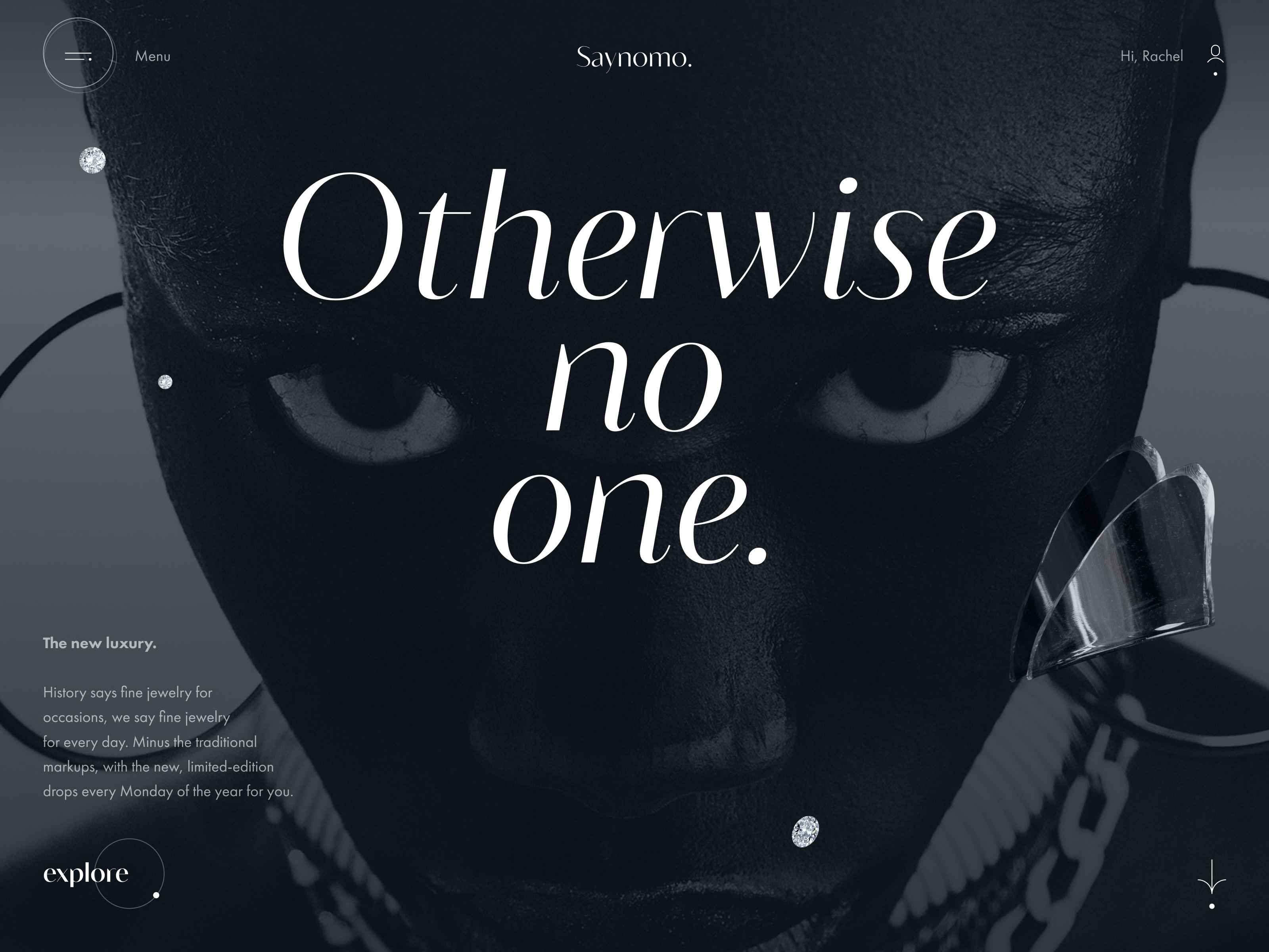 Saynomo. Website Design 3d animation black dark graphic design luxury motion graphics serif ui uxui website