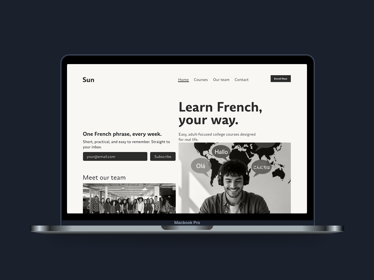 French Learning Platform 🇫🇷 editorial edtech figma frenchlearning landingpage productdesign typography uidesign ux webdesign