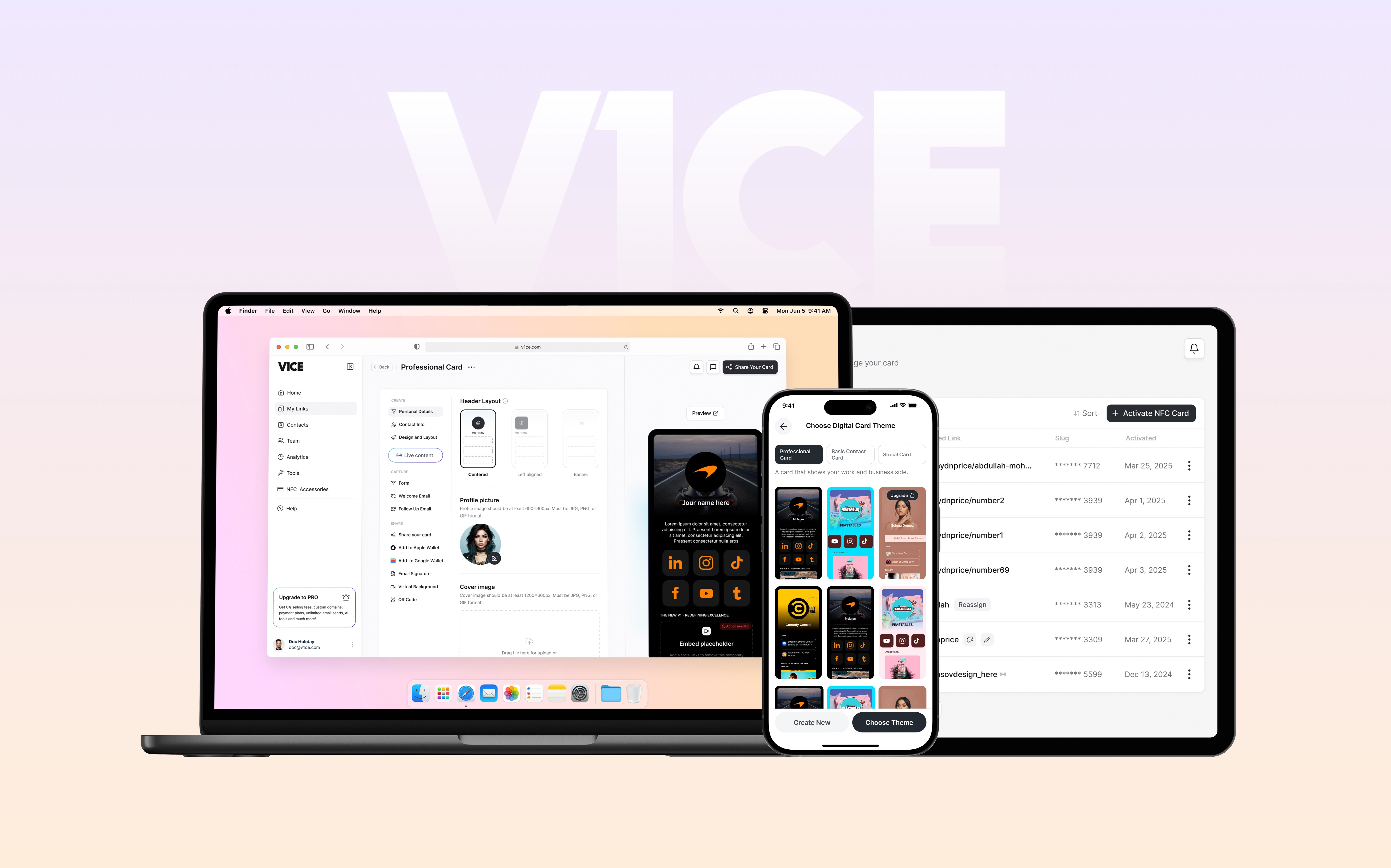 Branding Mobile and SaaS design for V1CE Client Conversion branding dashboard design digital business card ecommerce ipad app my links networks nfc business cards product design saas design share info share your info shop tablet app template ui user friendly user interface vice web