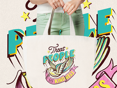 Treat People With Kindnees Tote graphic design hand lettering harry styles lettering print procreate