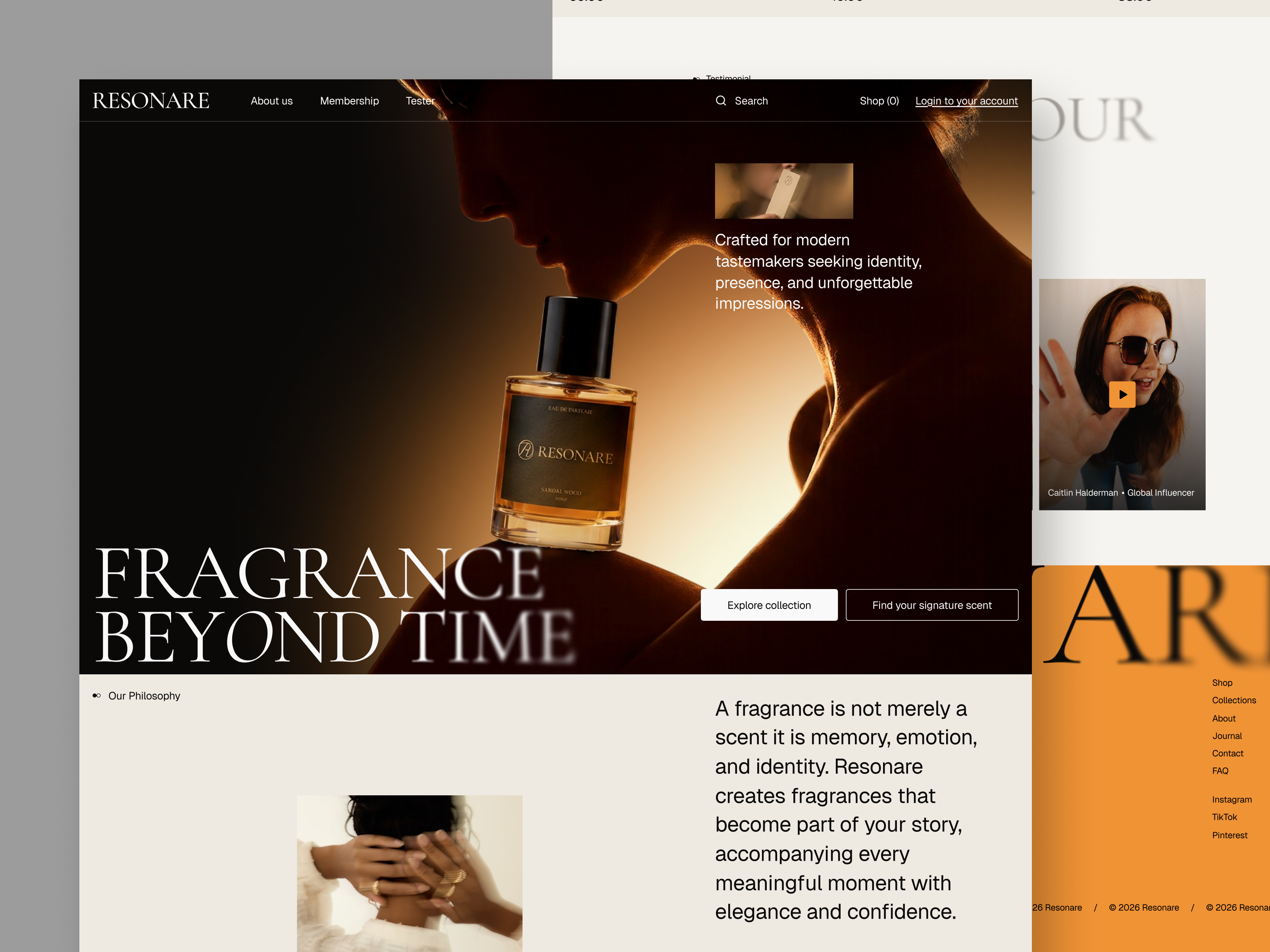 Resonare - Luxury Fragrance Landing Page aroma e commerce ecommerce ecommerce website edi editorial website elegant web design fragrance landing page minimal online shop online store perfume perfume shop perfume store perfume website shop shopify website store web design