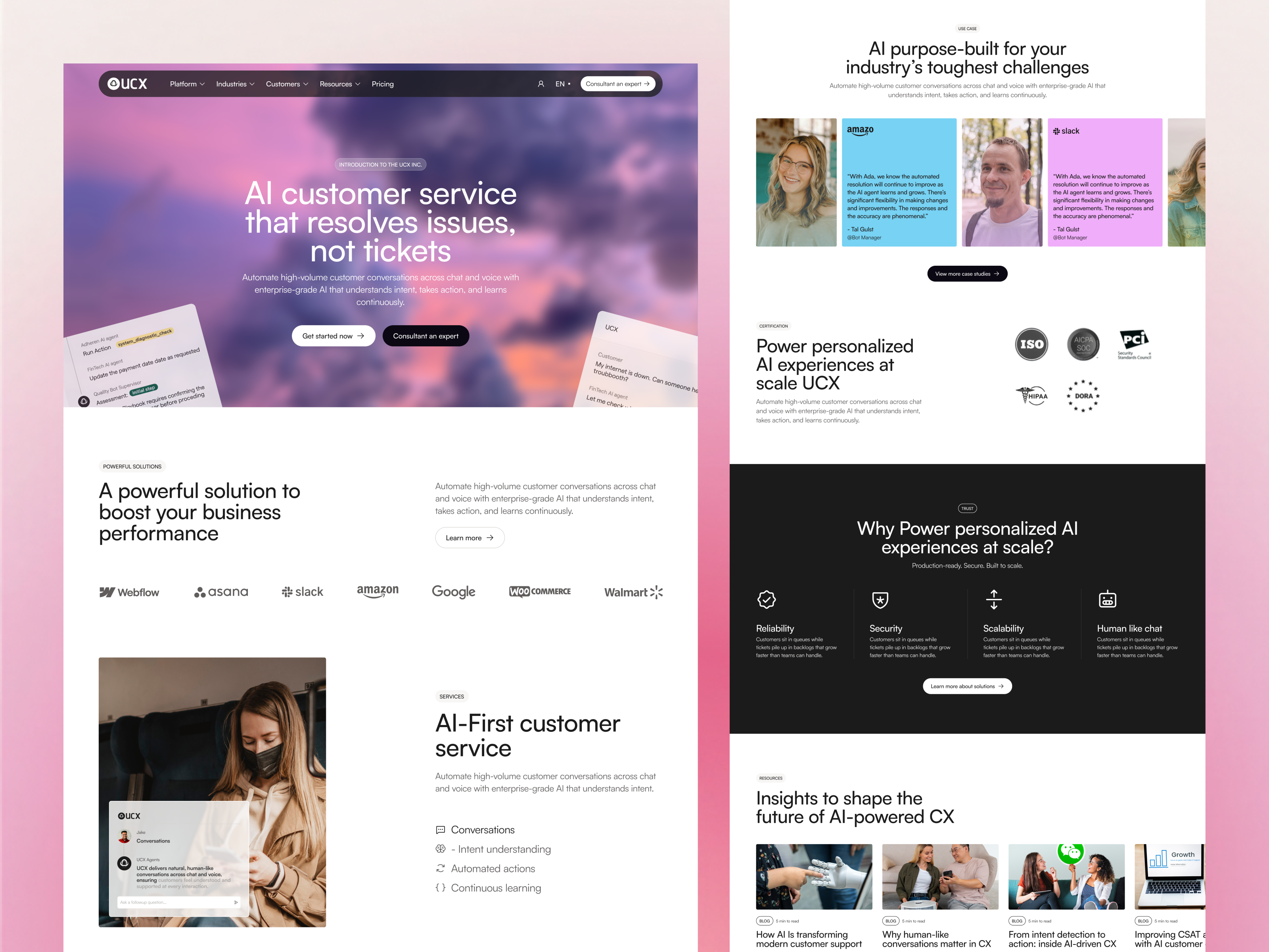AI Customer Service Website - SaaS Landing Page UI ai ai agent ai customer ai customer service ai website design brightin brightin studio customer support enterprise gradient landing page landing page design minimal product design saas landing page services ui design ux web design website design