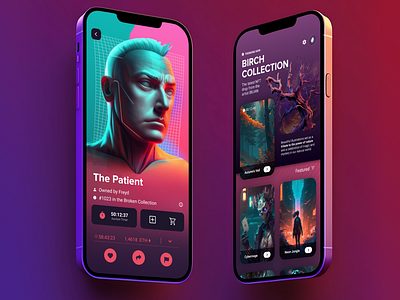 Minty - The NFT Marketplace for Collectors app art auction branding collection dark design futuristic graphic design minty mobile modern nft tech ui uiux ux uxui