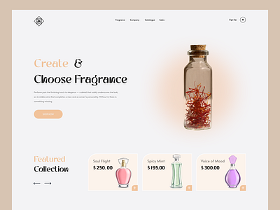 Fragrance branding design graphic design landind screen ui