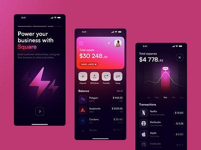 Square - A Fiat & Crypto Payment Wallet app design bitcoin crypto cryptocurrency defi design ethereum finance nft payments product design square ui ux uxui web3