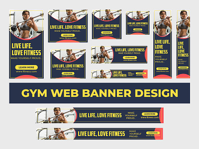 Gym / Fitness Web Banner | Website Ads Banner body building banners fitness banner shopify ads image women gym banner